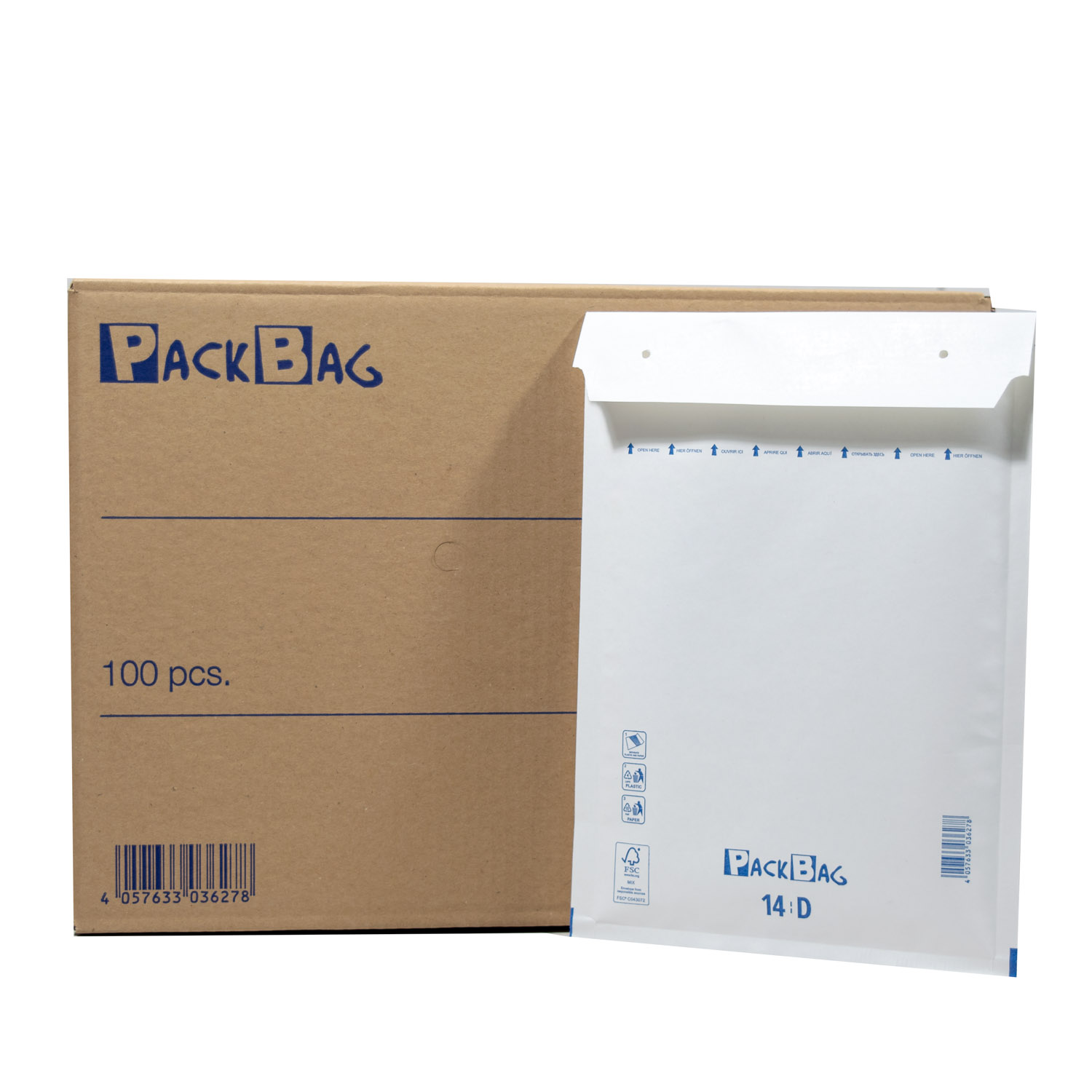 11200 x Luftpolsterversandtasche 180 x 265 mm Packbag 14 / D (4) weiß