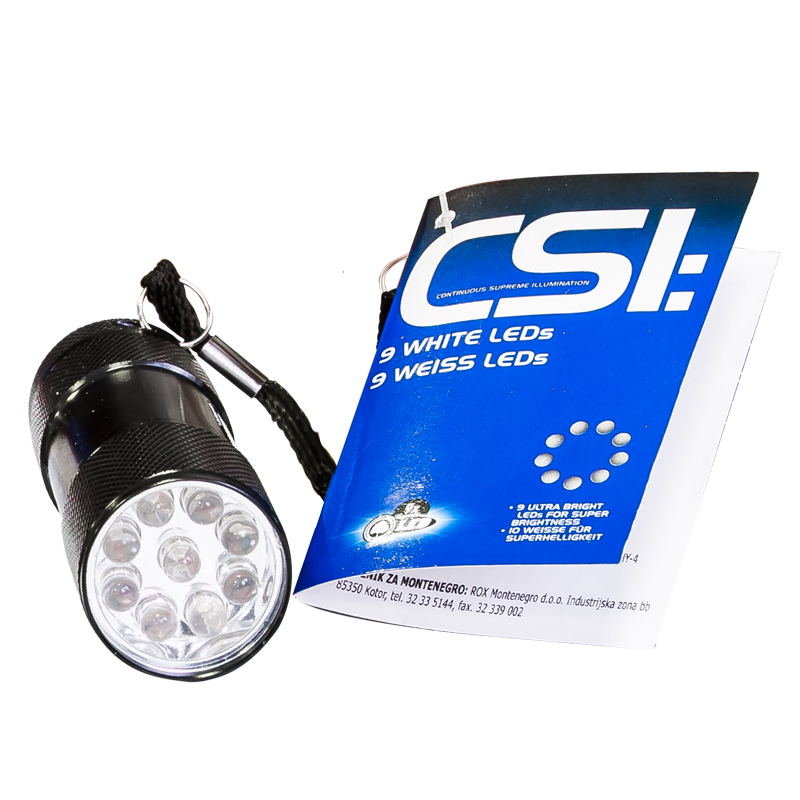 CSI Taschenlampe 9 weiße LED ( SCHWARZ )