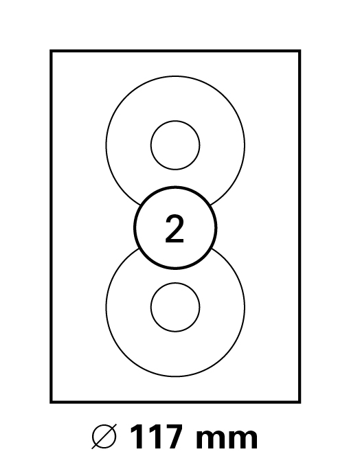 CD Etiketten 117 mm großem Mittelkreis DIN A4