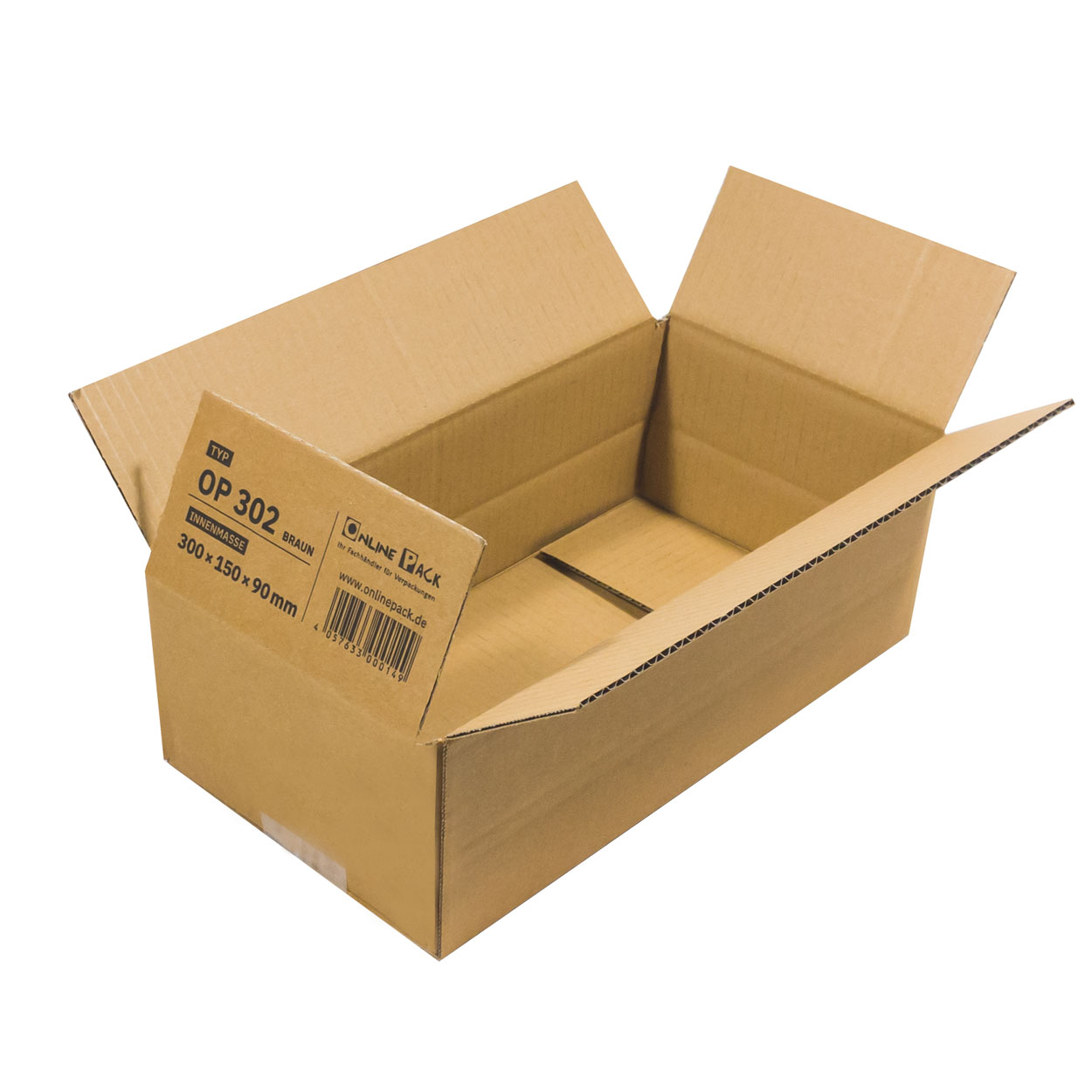 Karton 300x150x90 mm - Versandkarton 30x15x9 cm - Faltkarton OP 302 braun