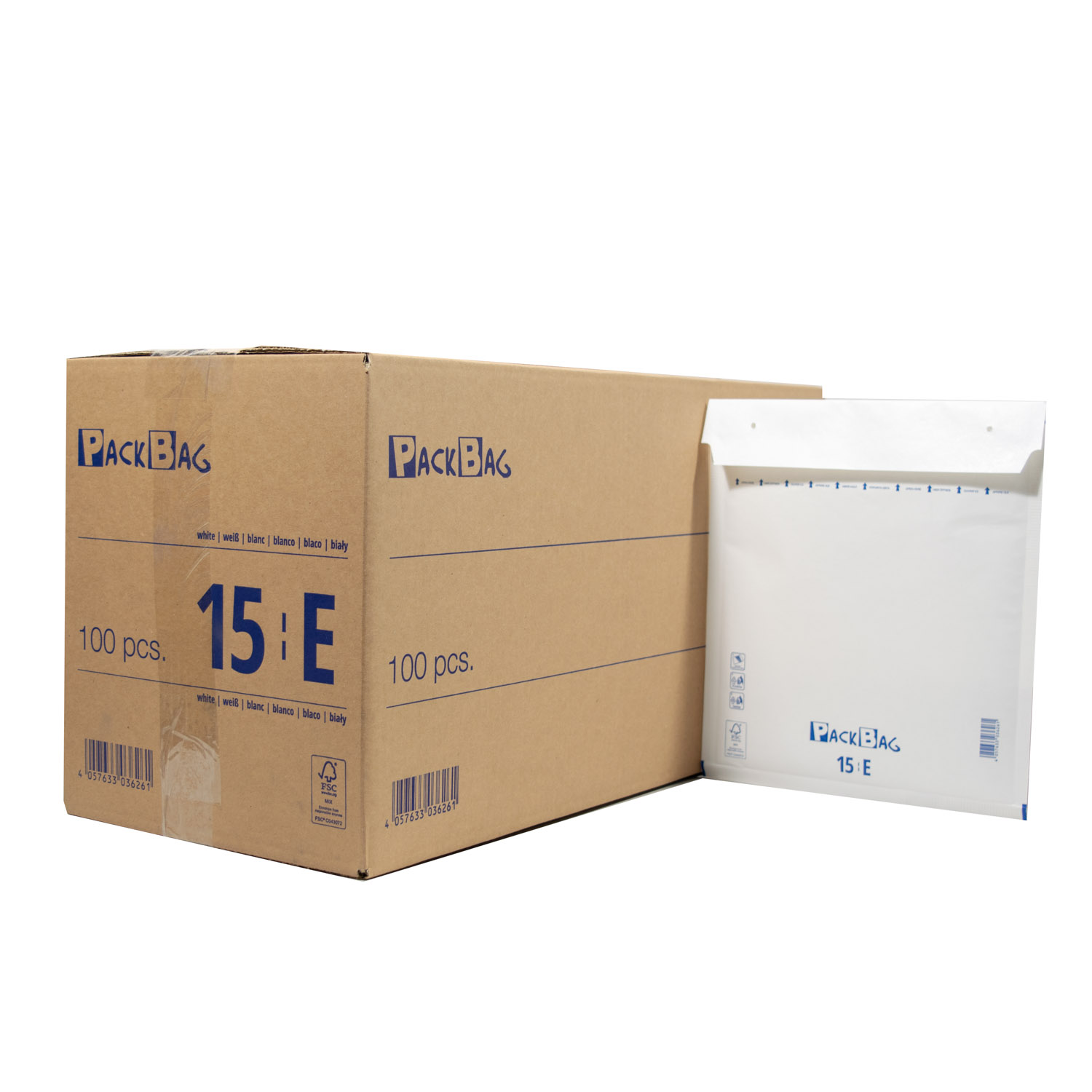 2400 x Luftpolsterversandtasche 220 x 265 mm Packbag 15 / E (5) weiß