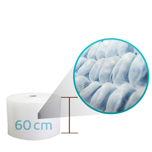 1 x Luftpolsterfolie Rolle 60 cm breit / 30 m - 30mm Noppen - 2 lagig - transparent