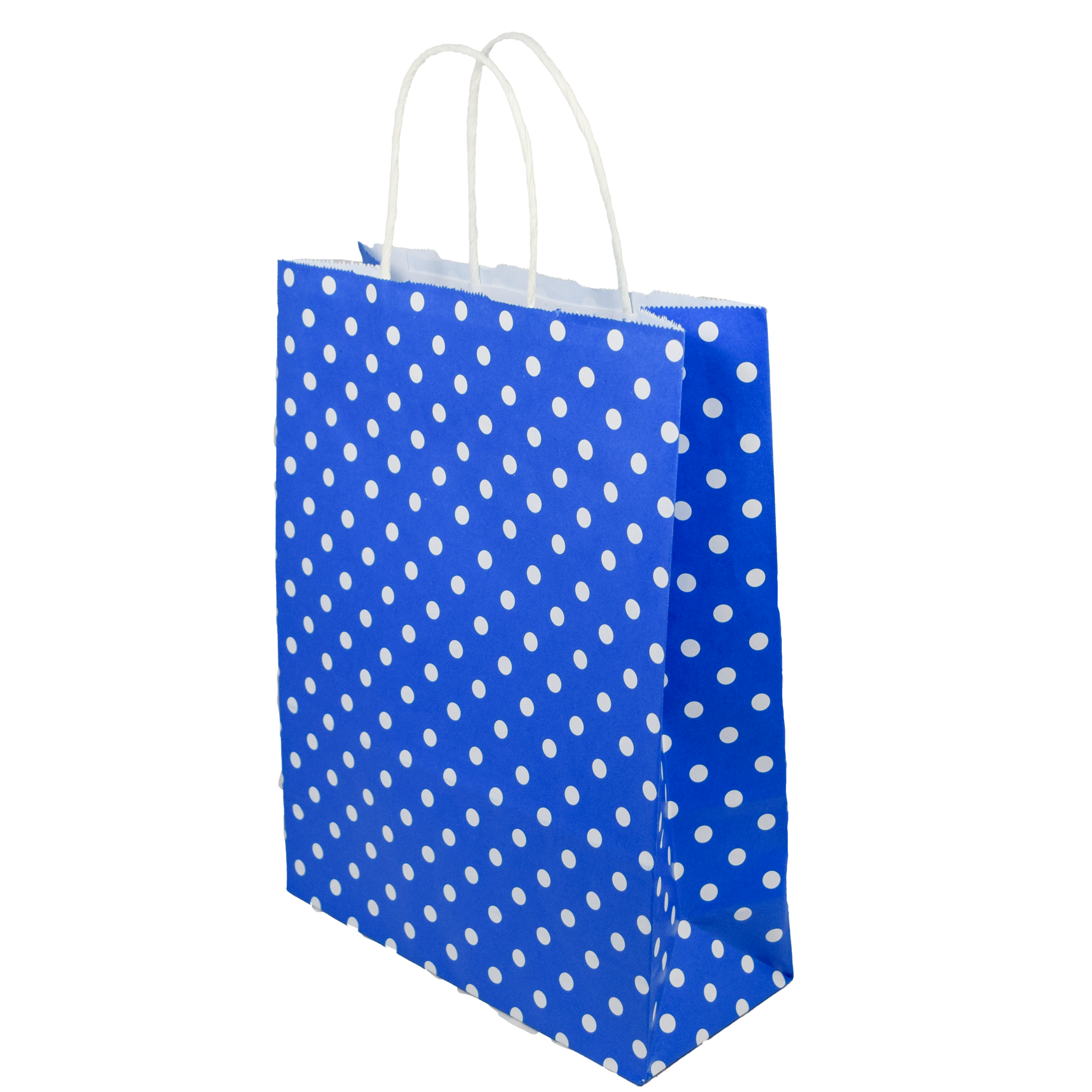 Geschenktüte aus Papier - 237 Stück - Blau mit weißen Punkten - 240x310x100 mm Restposten