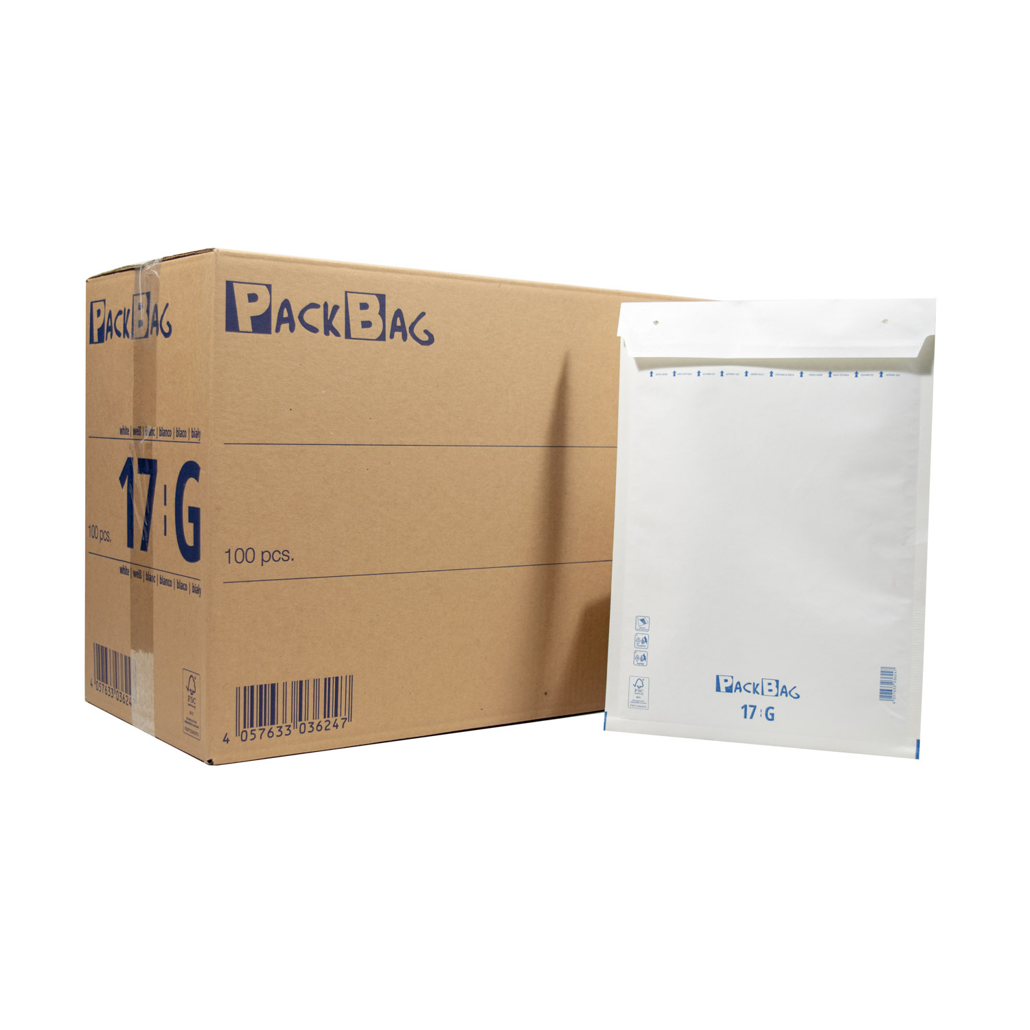1200 x Luftpolsterversandtasche 230 x 340 mm Packbag 17 / G (7) weiß