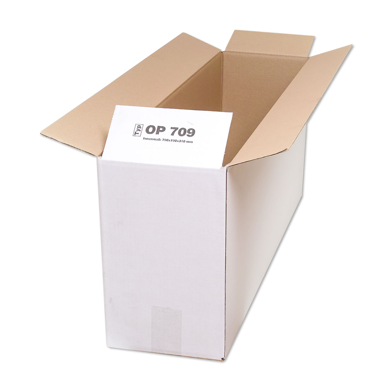 Muster Faltkarton OP 709  790x190x310 mm weiss