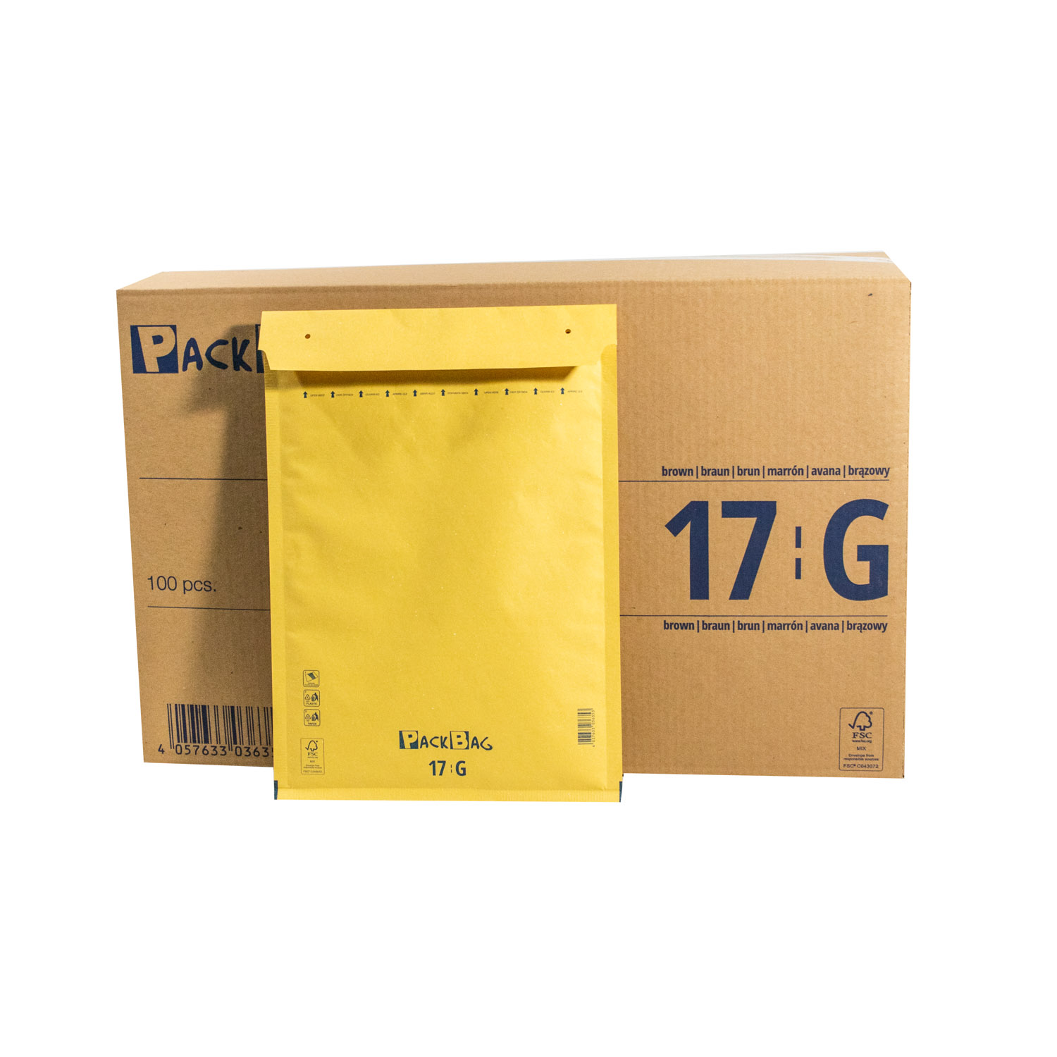 6000 x Luftpolsterversandtasche 230 x 340 mm Packbag 17 / G (7) braun